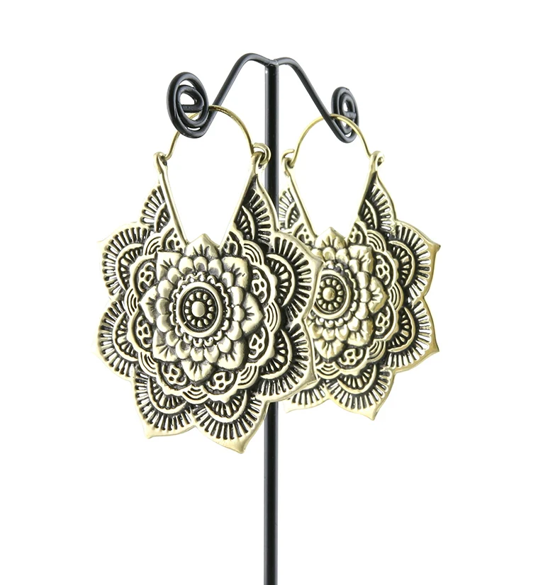 Mandala Brass / Titanium Hangers - Earrings - Image 2