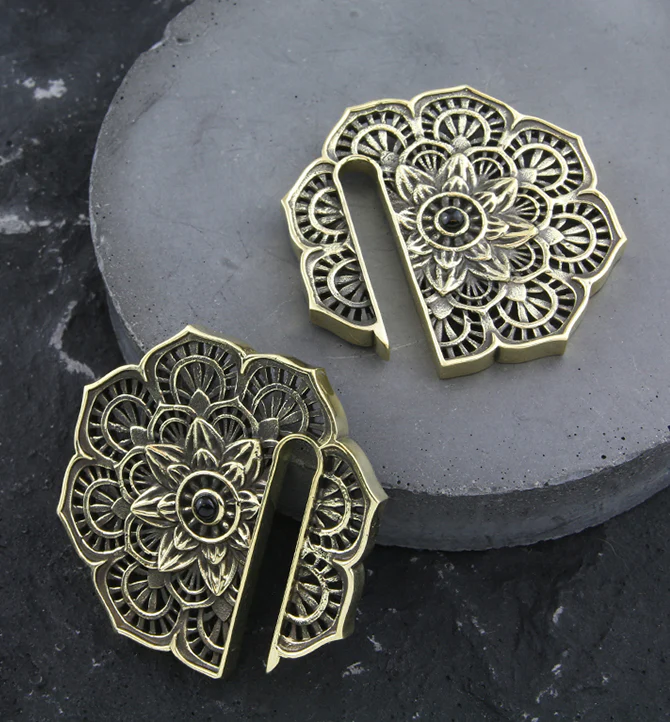 Mandala Flower Brass Ear Weights - Image 3