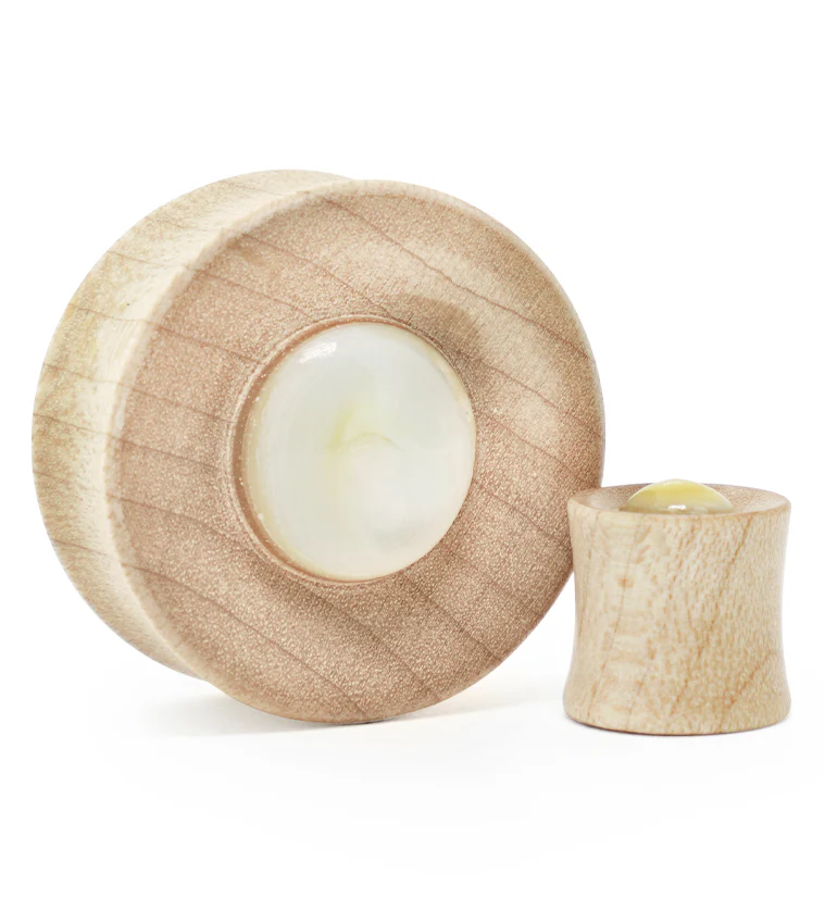Maple Wood Plugs with MOP Dome Inlay