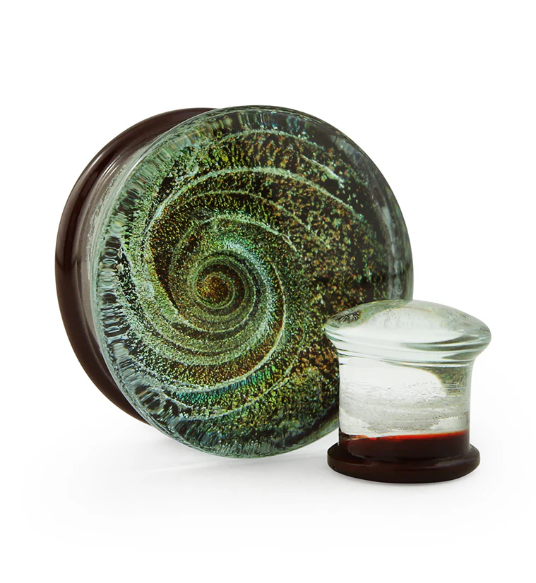 Maroon Cosmic Spiral Glass Plugs
