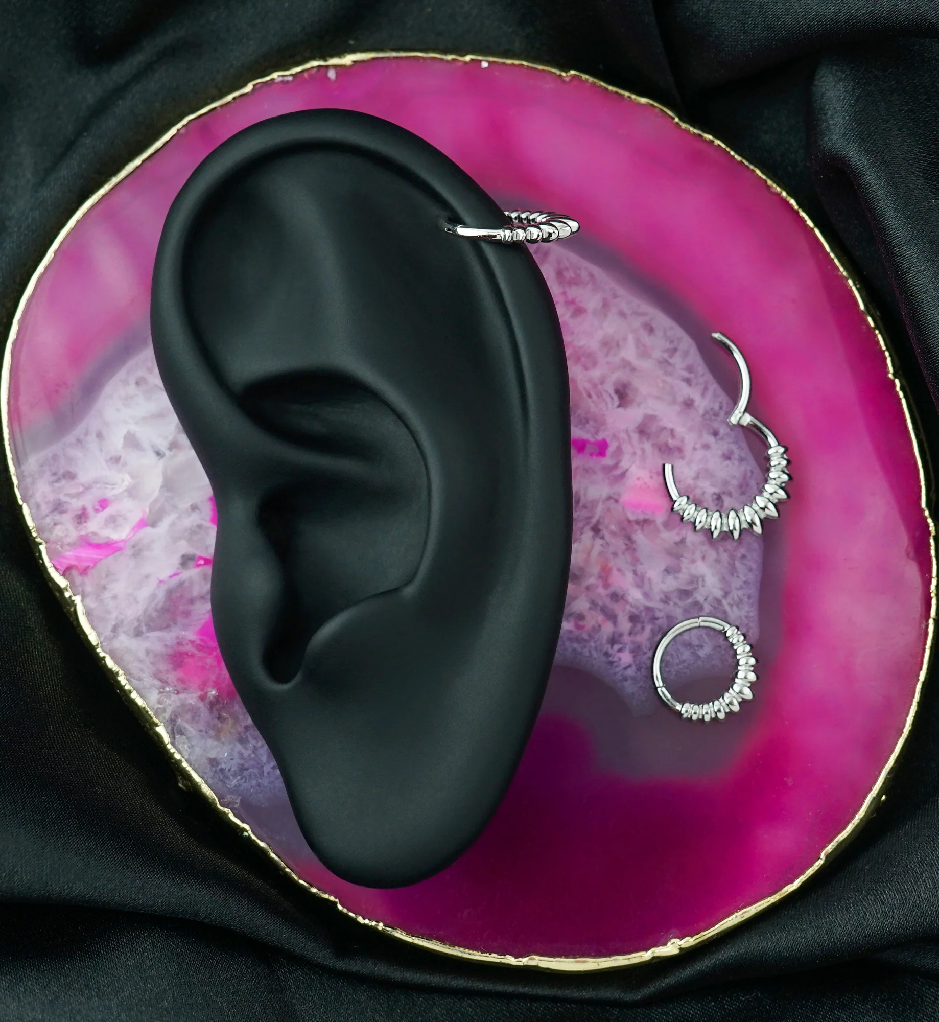 Marquise Beads Stainless Steel Hinged Segment Ring - Image 3