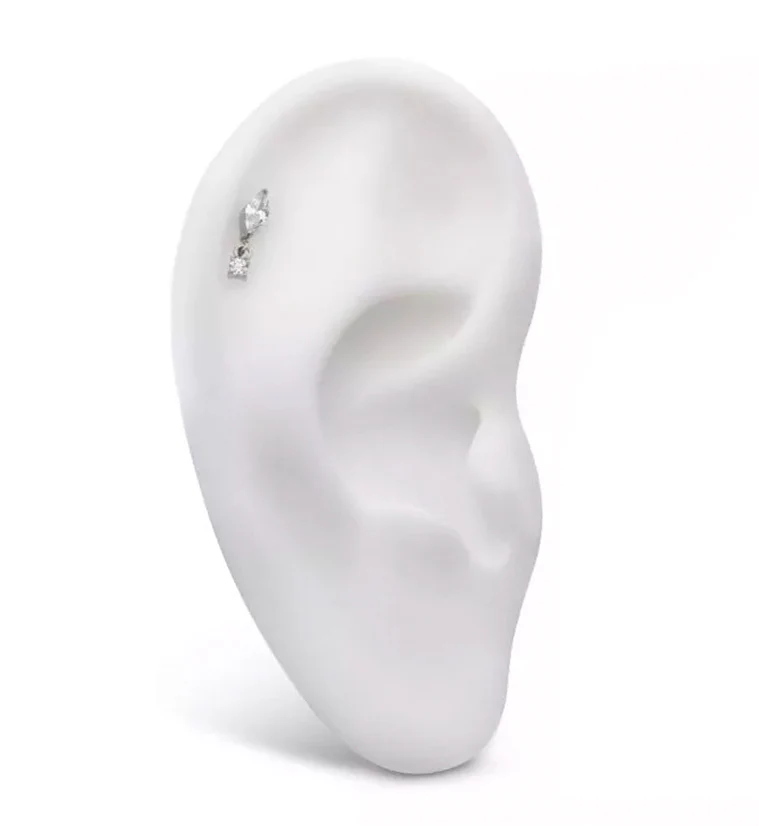 Marquise Dangle Round CZ Threadless Titanium Top - Image 3