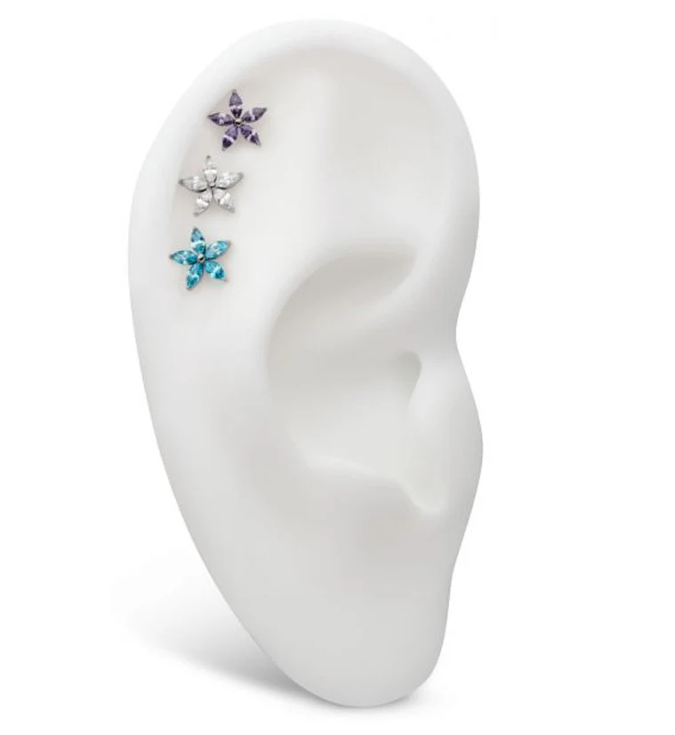 Marquise Flower Amethyst CZ Titanium Threadless Top - Image 3