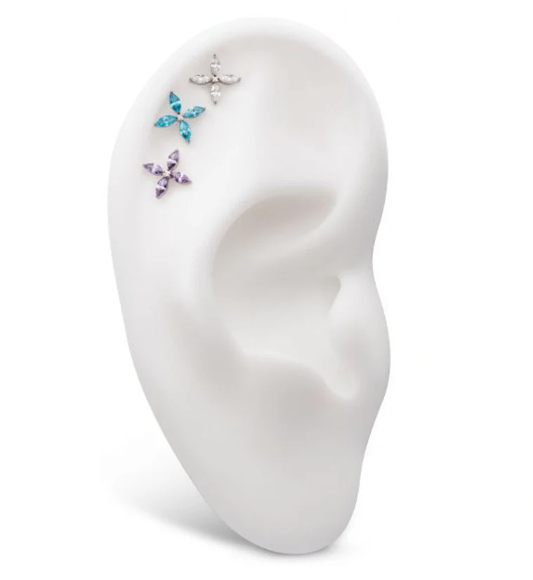 Marquise Quad Flower Amethyst CZ Titanium Threadless Top - Image 3