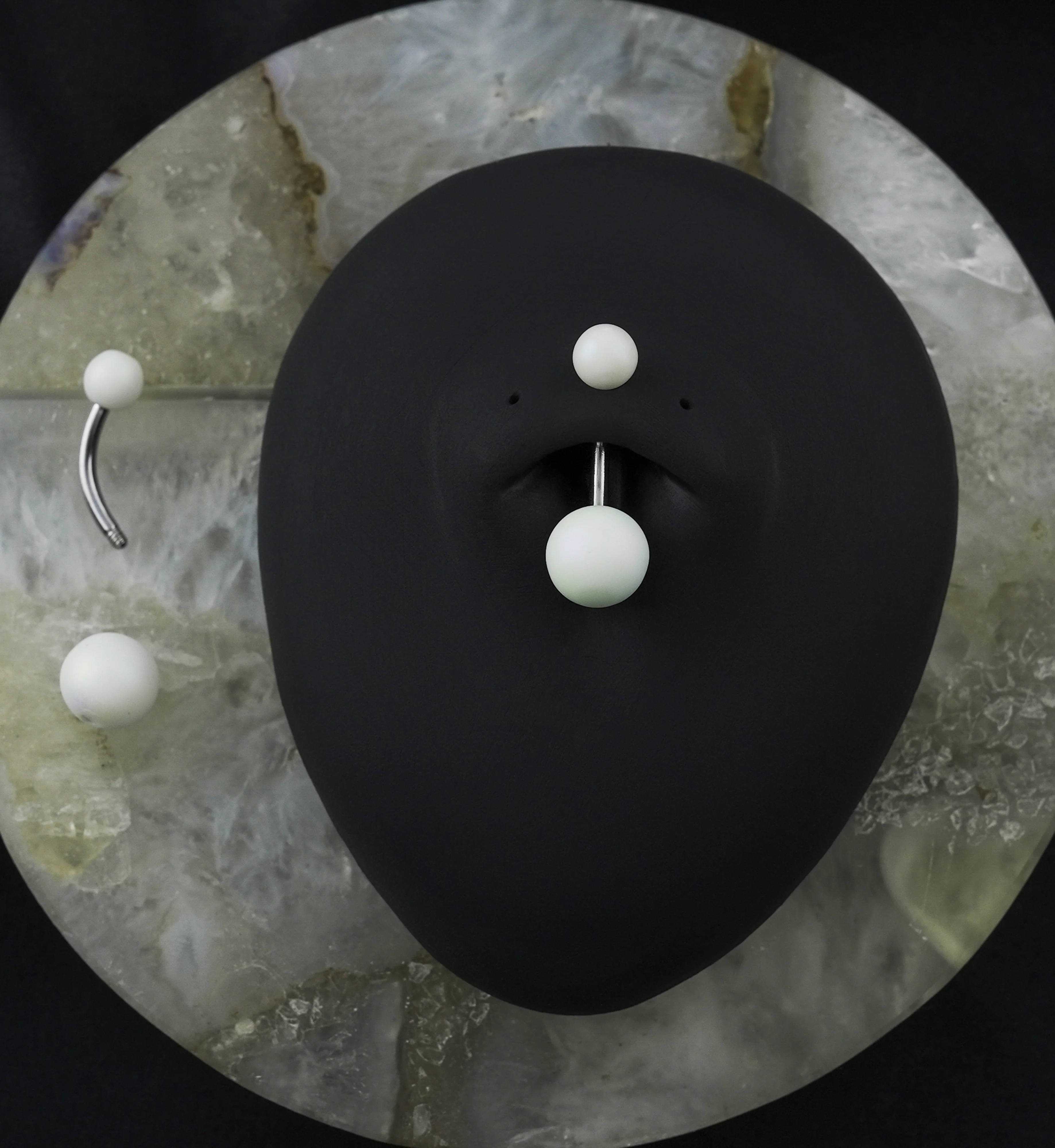 Matte White Stainless Steel Belly Button Ring - Image 2