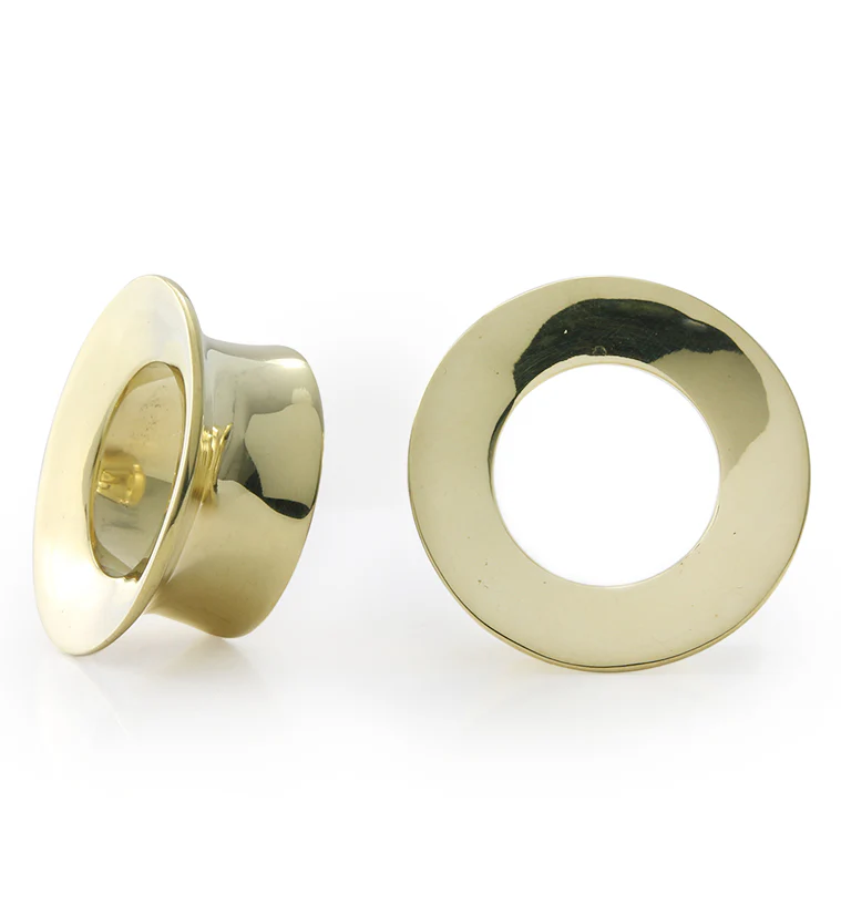7/8" (22mm) Mayan Flare Brass Tunnel Plugs
