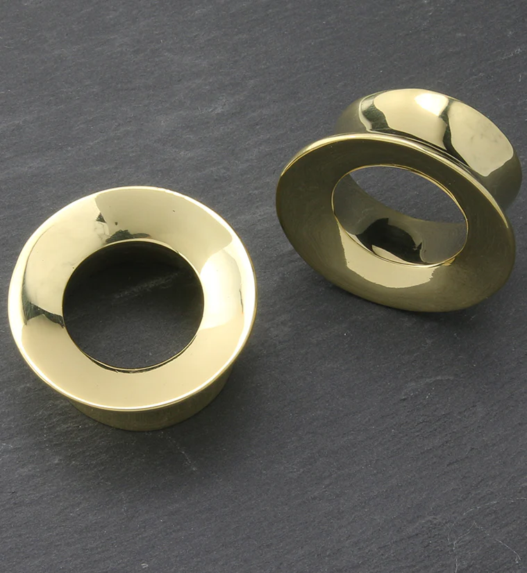 7/8" (22mm) Mayan Flare Brass Tunnel Plugs - Image 2