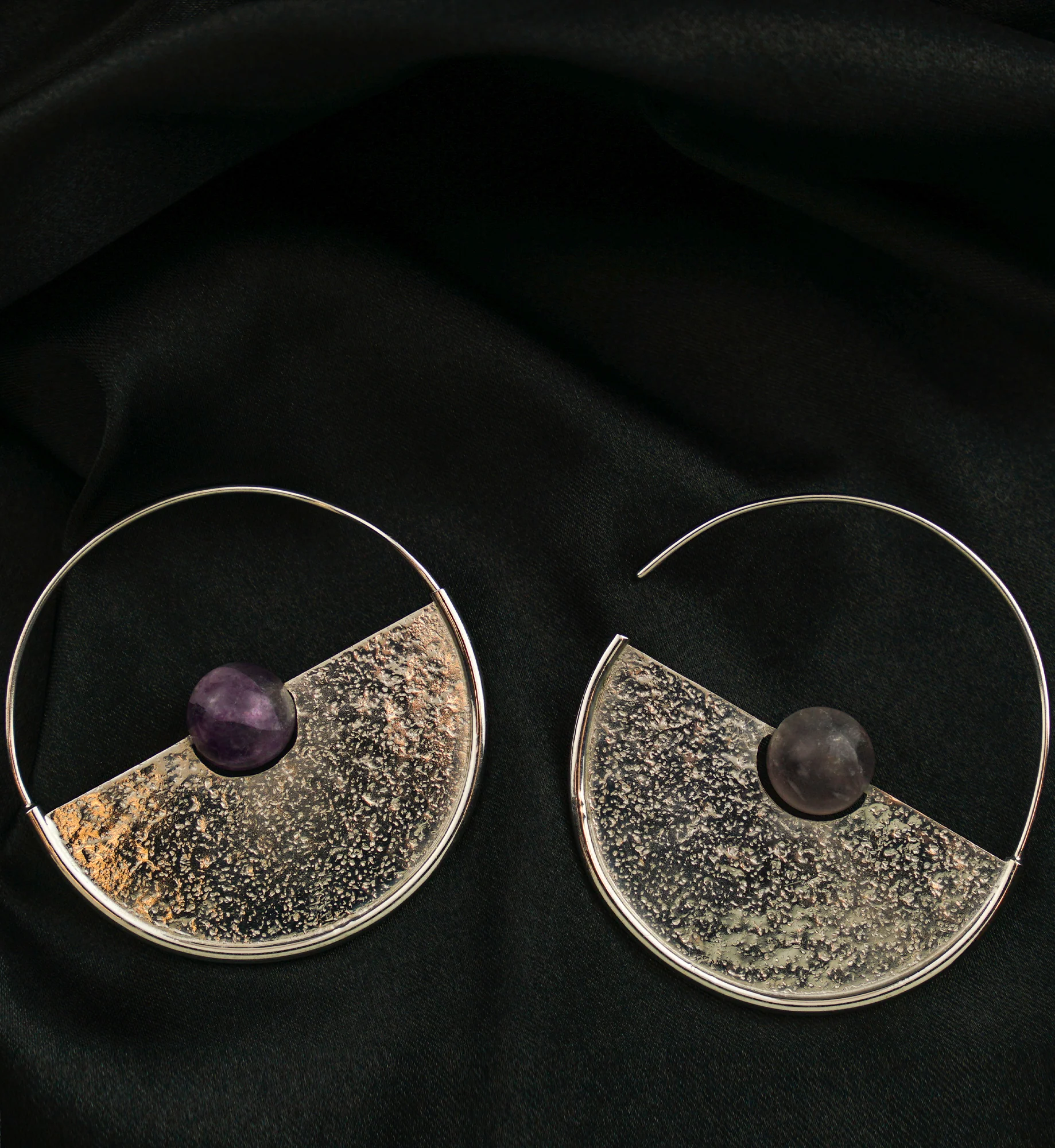 Meridian Amethyst Sphere White Brass Earrings - Hangers - Image 2