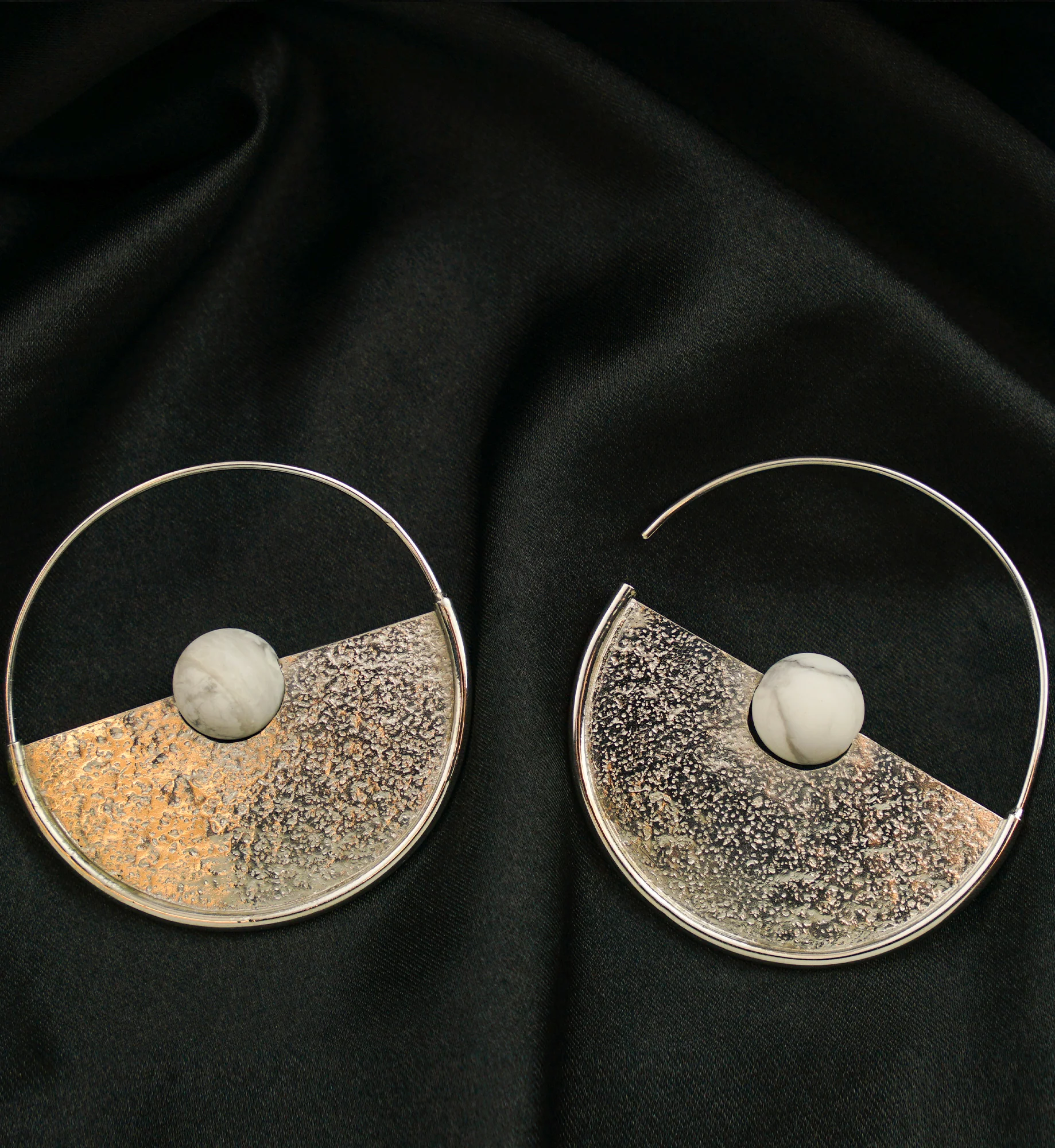 Meridian Howlite Sphere White Brass Earrings - Hangers - Image 2