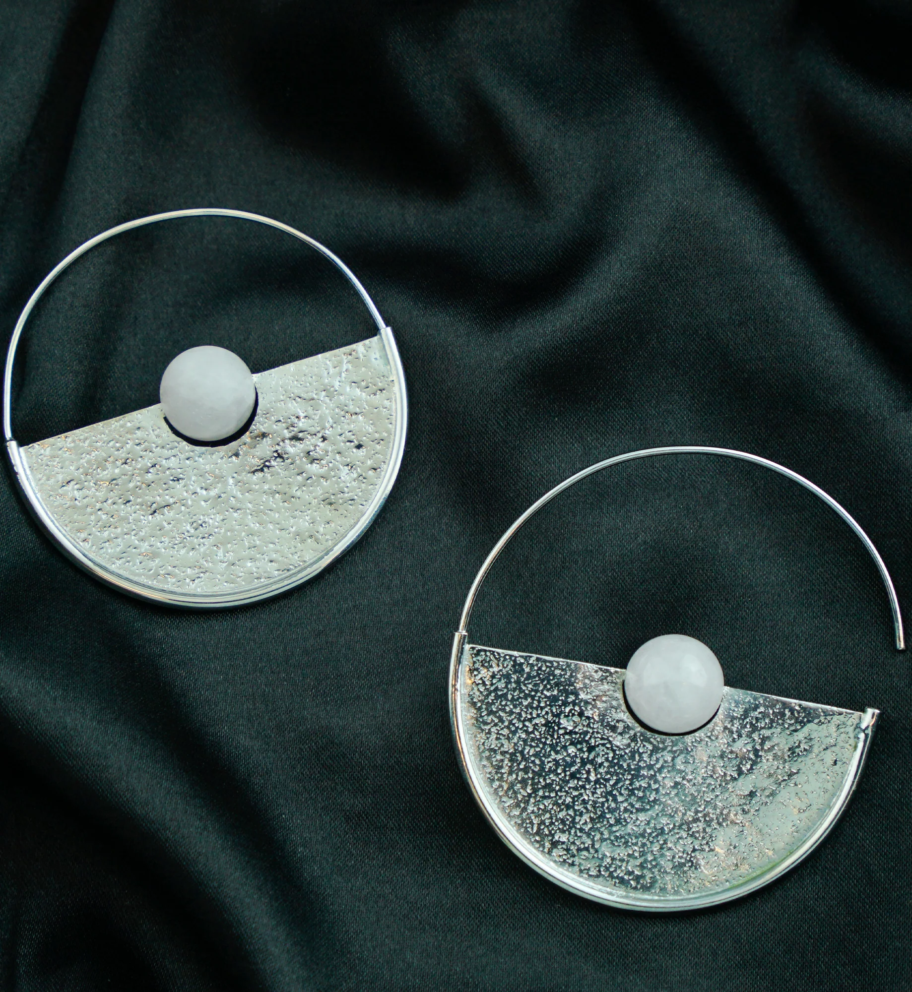 Meridian Rose Quartz Sphere White Brass Earrings - Hangers - Image 3