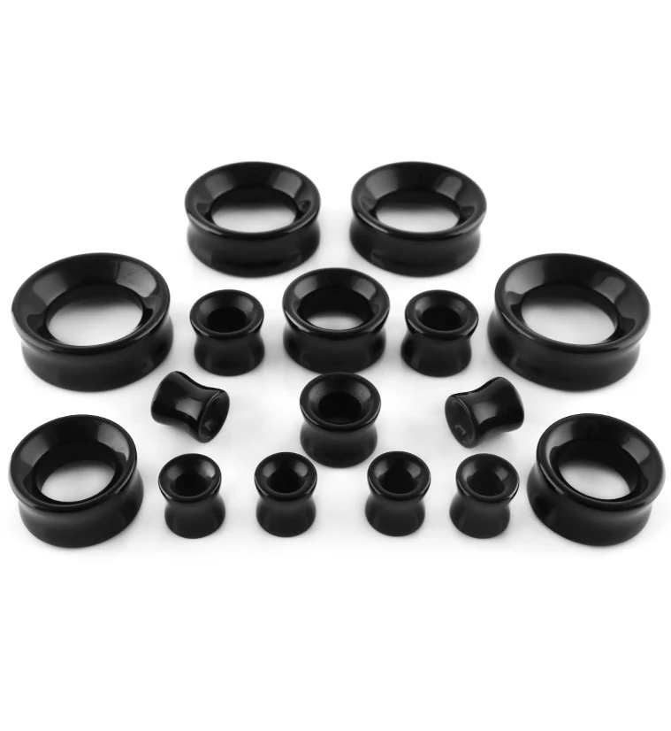 Midnight Black Glass Tunnel Plugs - Image 2
