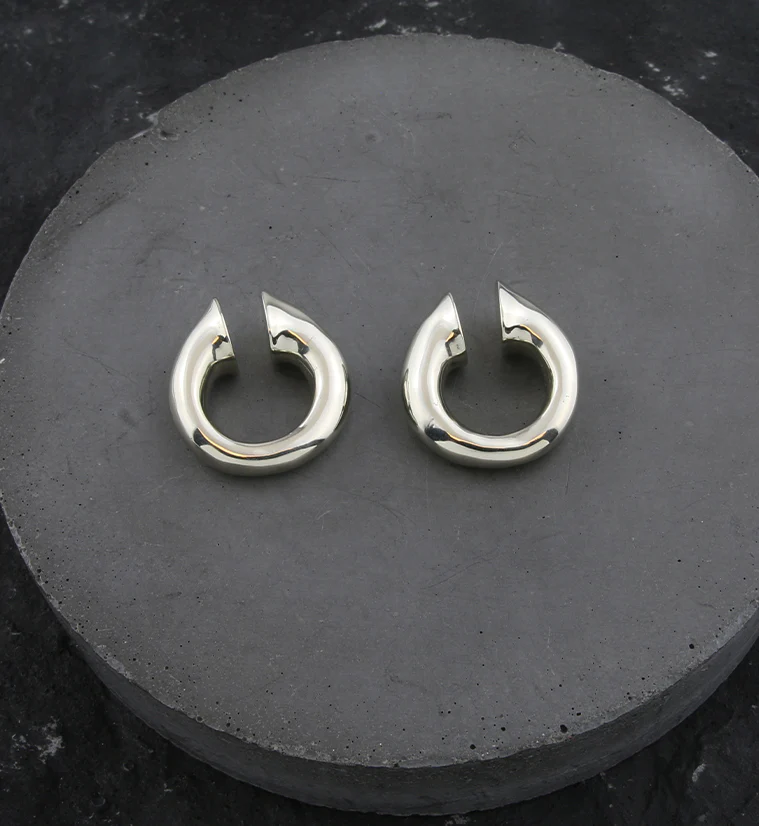 Mini Keyhole White Brass Ear Weights - Image 2