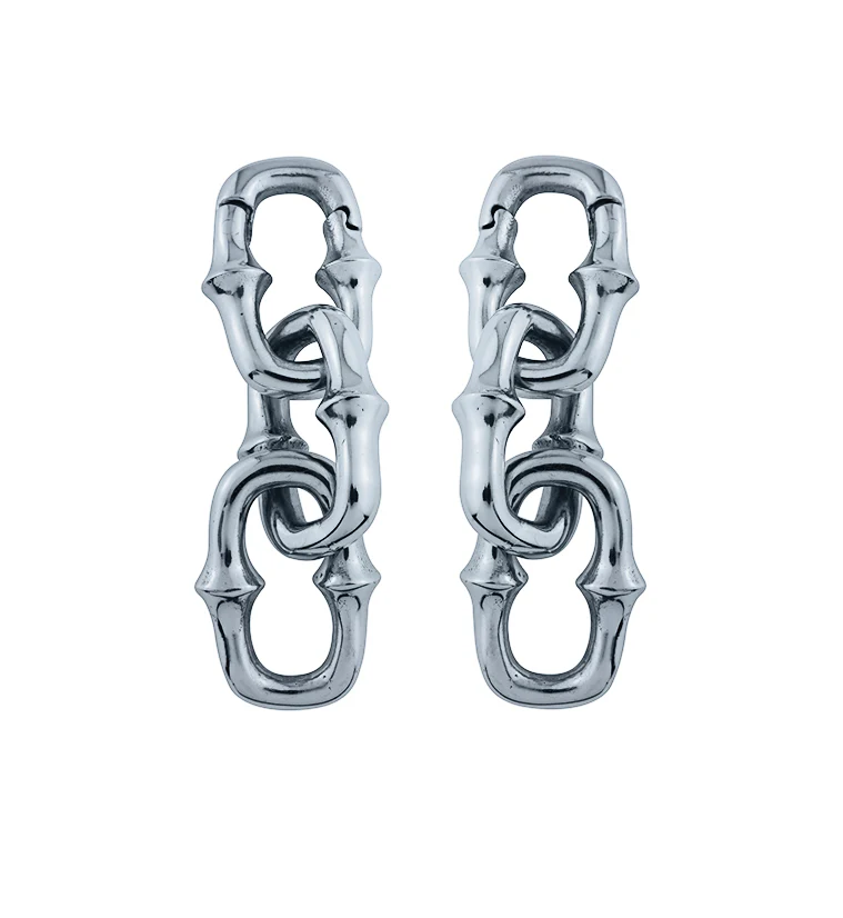 Mini OG Chain Triple Link White Brass Ear Weights