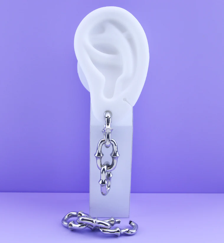 Mini OG Chain Triple Link White Brass Ear Weights - Image 2