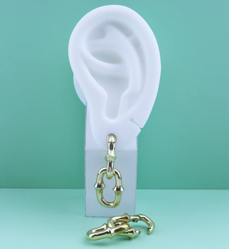 Mini OG Chain Double Link Brass Ear Weights - Image 3