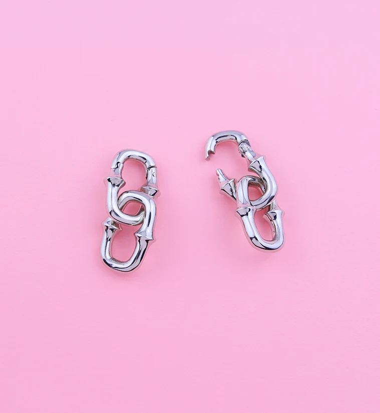 Mini OG Chain Double Link White Brass Ear Weights - Image 5