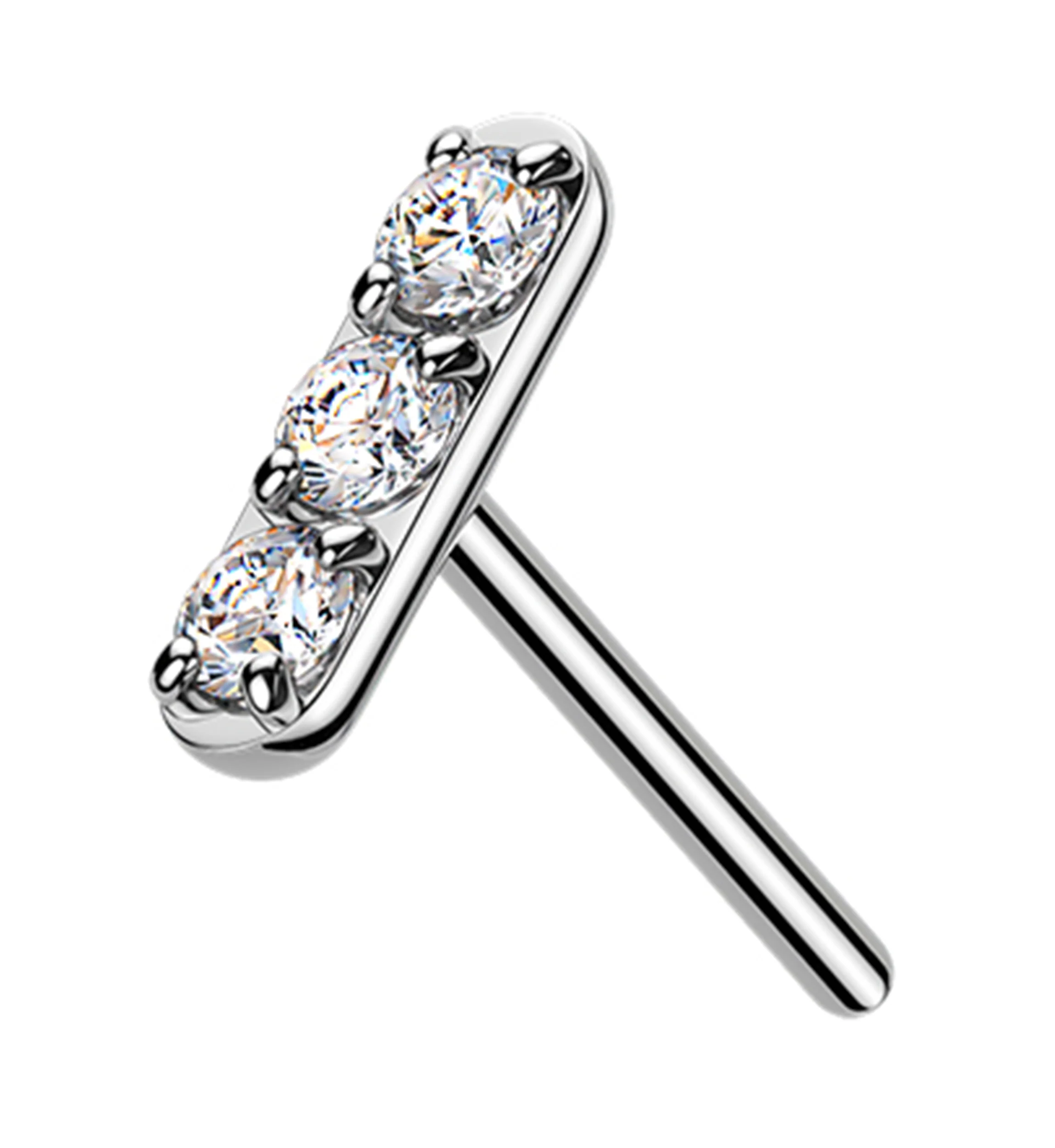 Mini Stacked Clear CZ Threadless Titanium Top