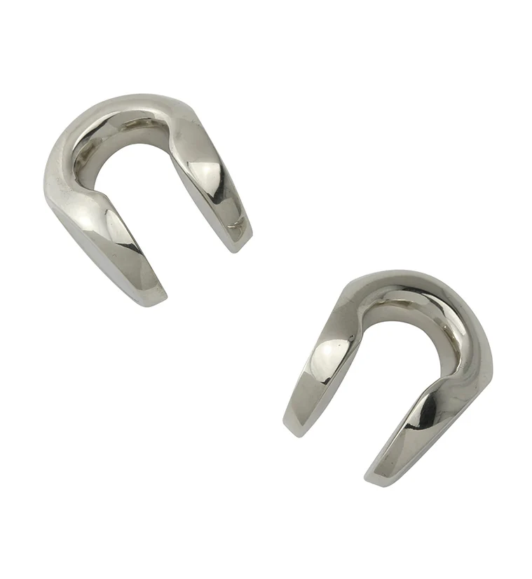 MOP Keyhole White Brass Ear Weights - Image 3