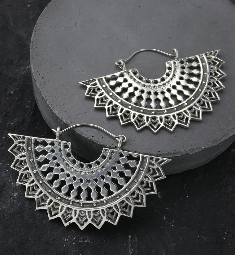 Motif Fan White Brass Hangers / Earrings - Image 2