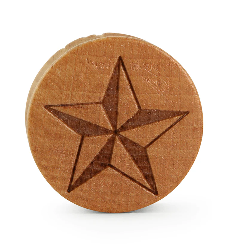 Nautical Star Engraved Wood Plugs - Image 4