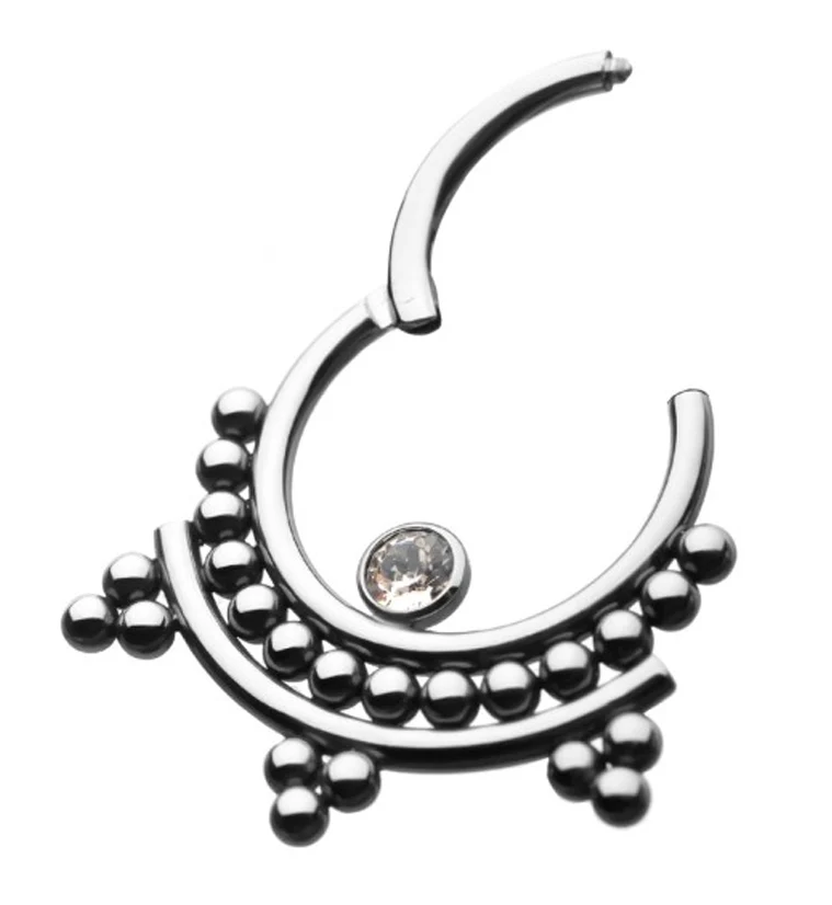 Oblique Beaded Titanium Hinged Segment Ring - Image 2