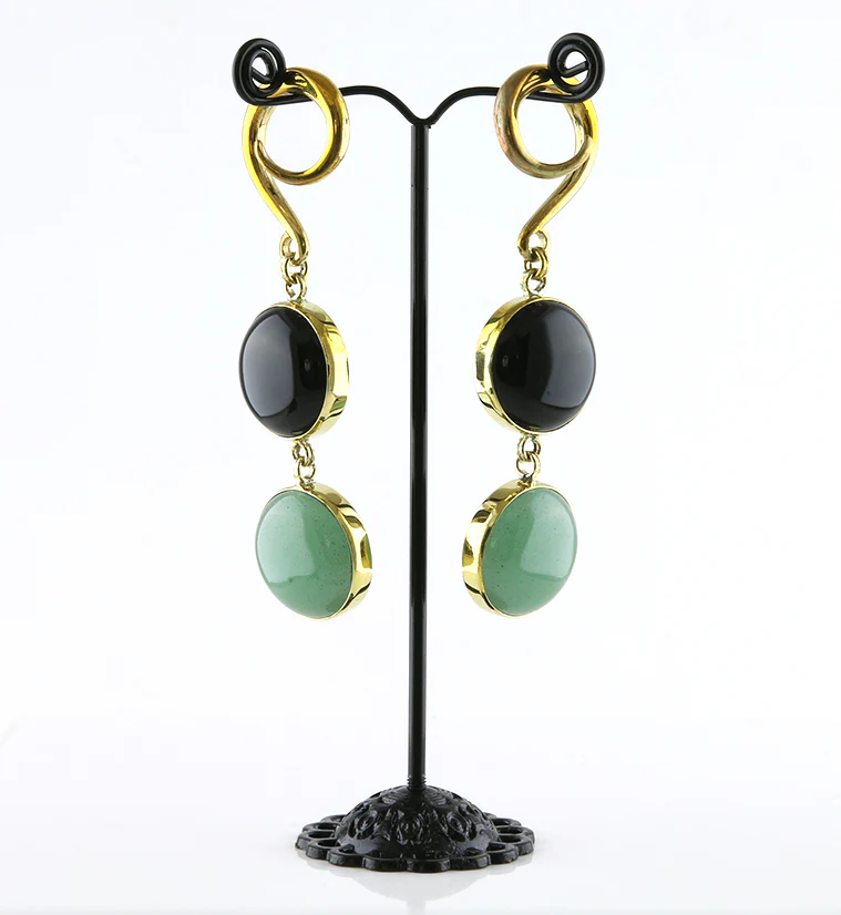 Obsidian X Aventurine Stone Hanging Ear Weights - Image 2