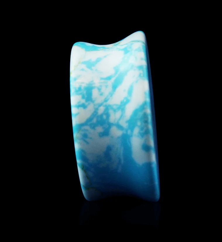 Ocean Howlite Stone Mayan Flare Plugs - Image 7