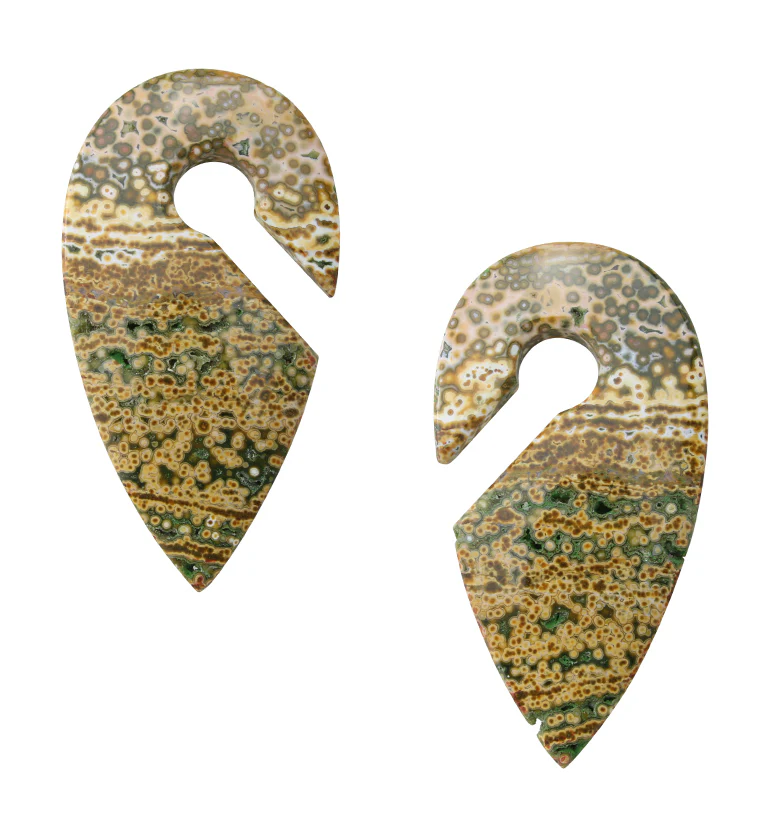 Ocean Jasper Stone Keyhole Ear Weights