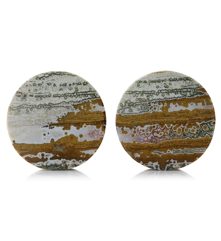 Ocean Jasper Stone Plugs 1 & 1/2" (38mm) Version 2
