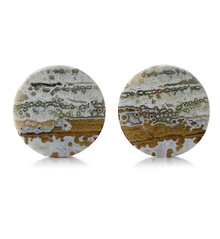 Ocean Jasper Stone Plugs 7/8" (22.2mm) Version 2