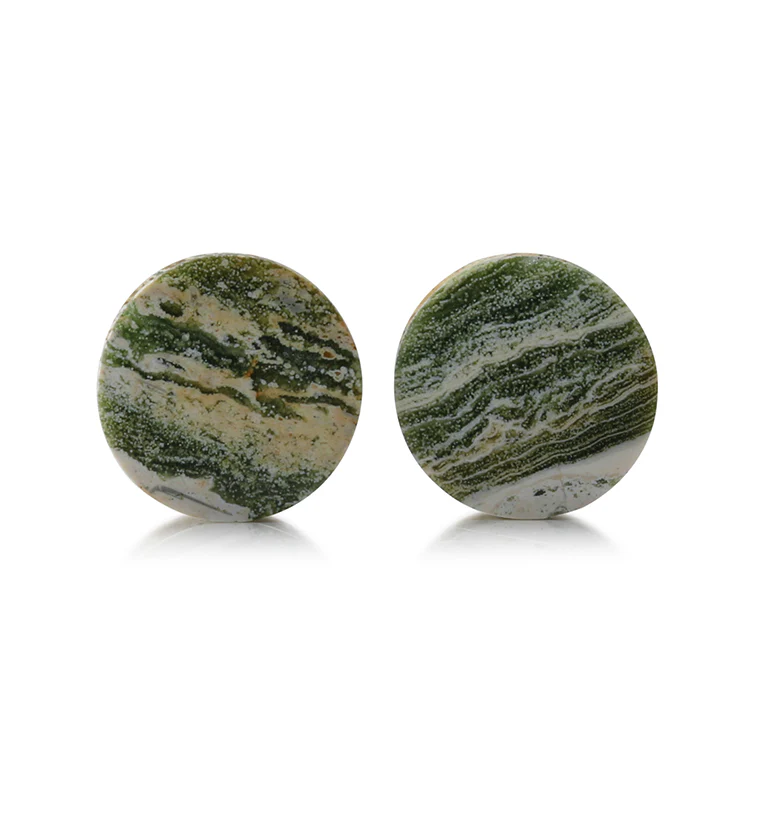 Ocean Jasper Stone Plugs 9/16" (14mm) Version 1