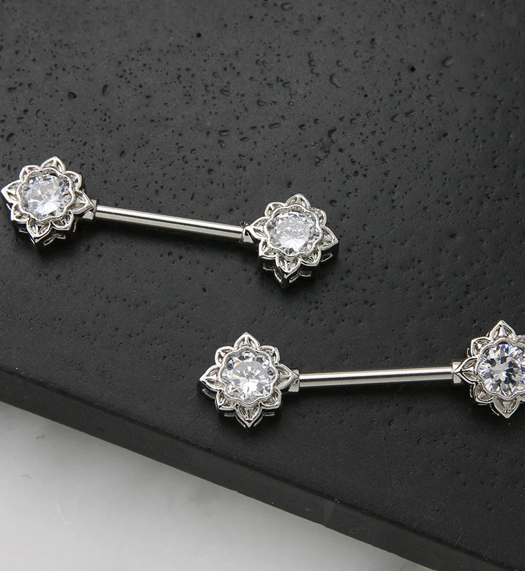 Octagram CZ Stainless Steel Nipple Barbell - Image 2