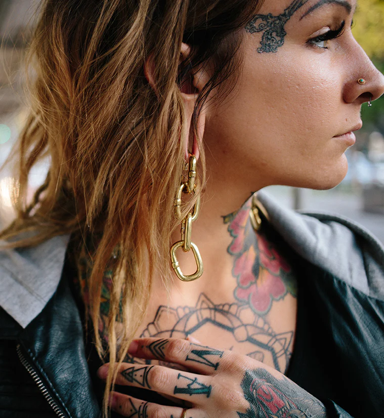 OG Chain Link Brass Ear Weights - Image 4