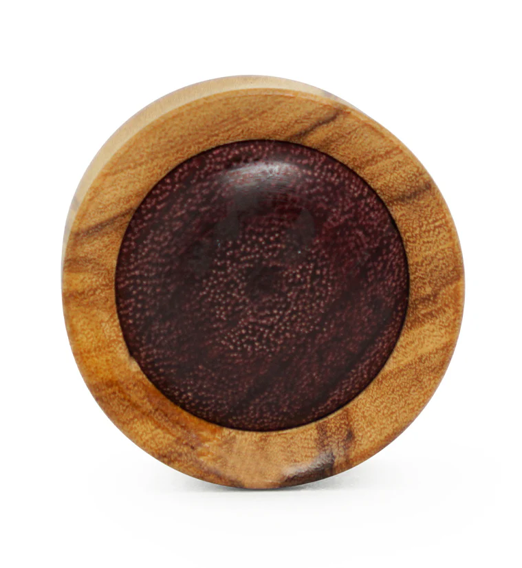 Olive Wood Concave Plugs With Purple Heart Inlay - Image 5
