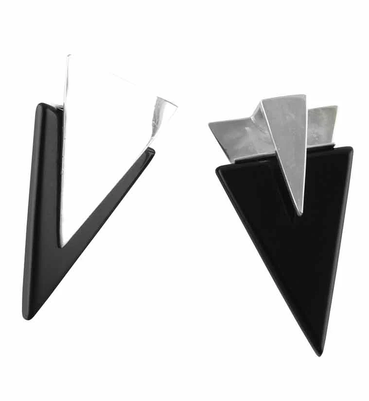 Onyx & White Brass Nabla Ear Weights (imperfect) - Image 2