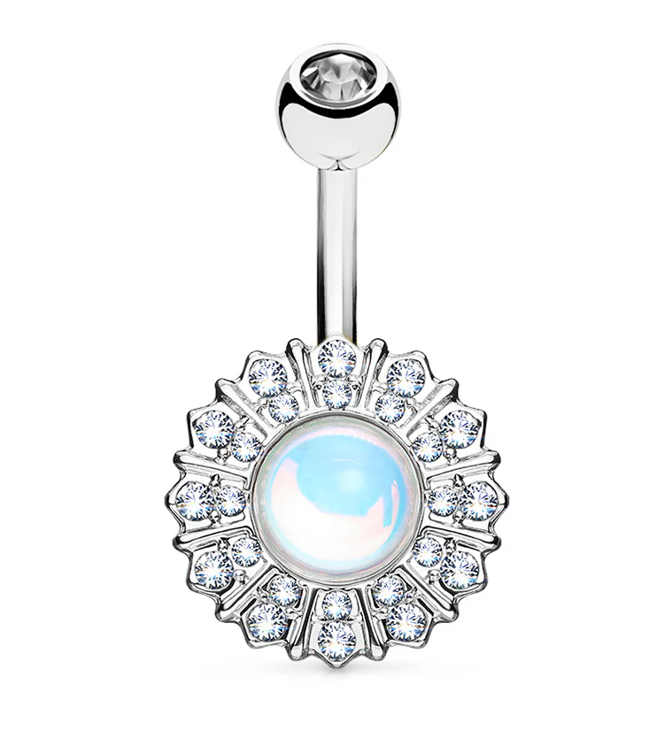 Opal Shield Belly Button Ring