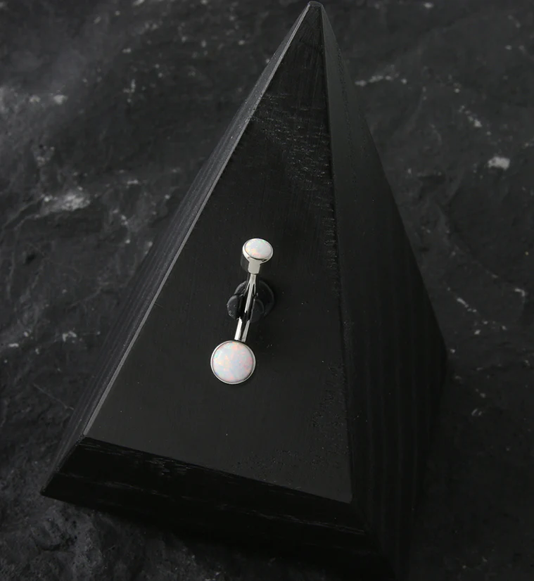 Opalite Bezel Titanium Belly Button Ring - Image 2