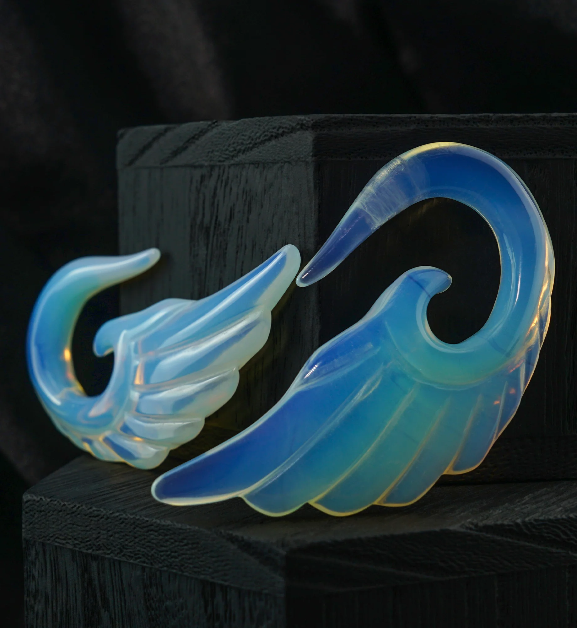 Opalite Glass Angel Wing Spirals - Image 2