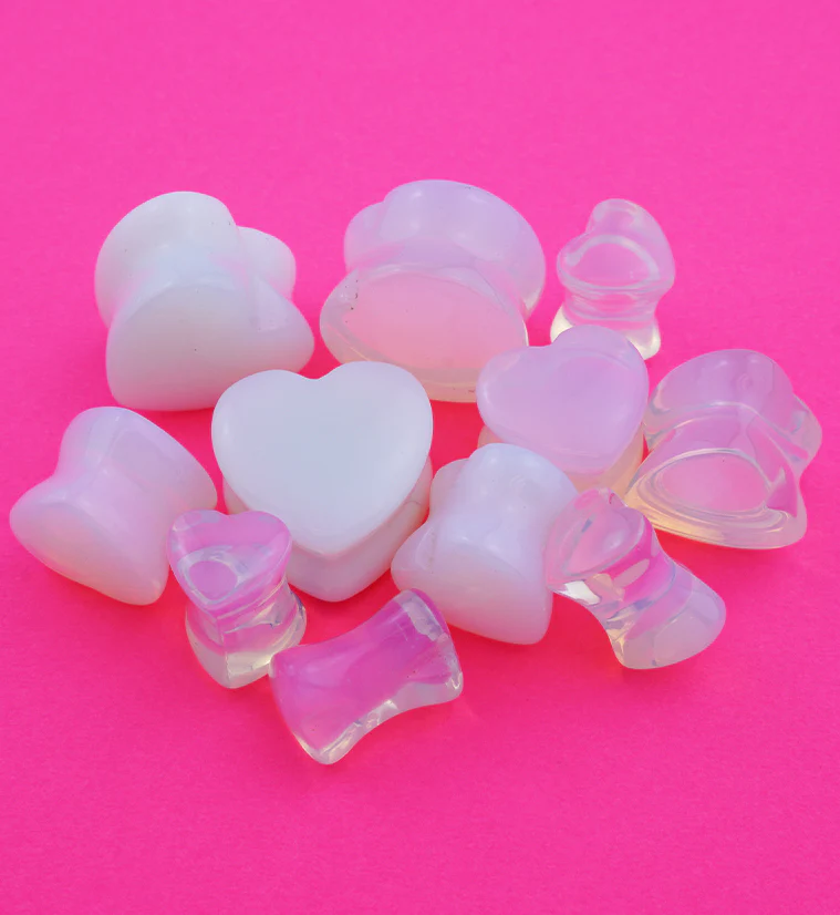 Opalite Glass Heart Shape Plugs - Image 2