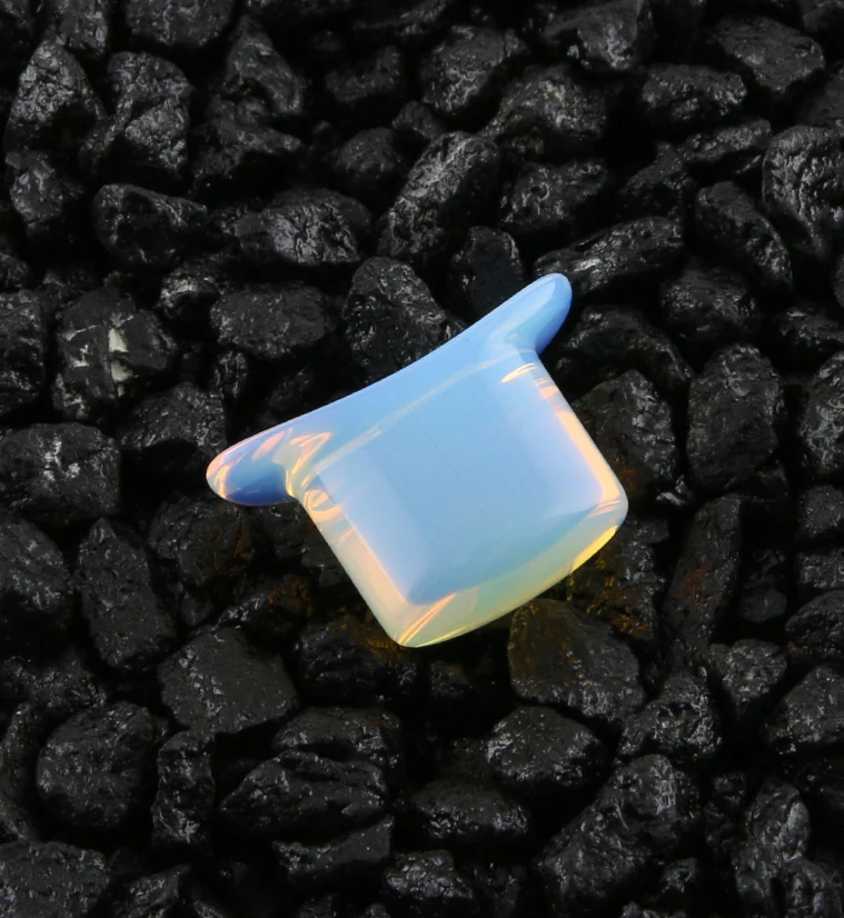 Opalite Glass Oval Labret Plug