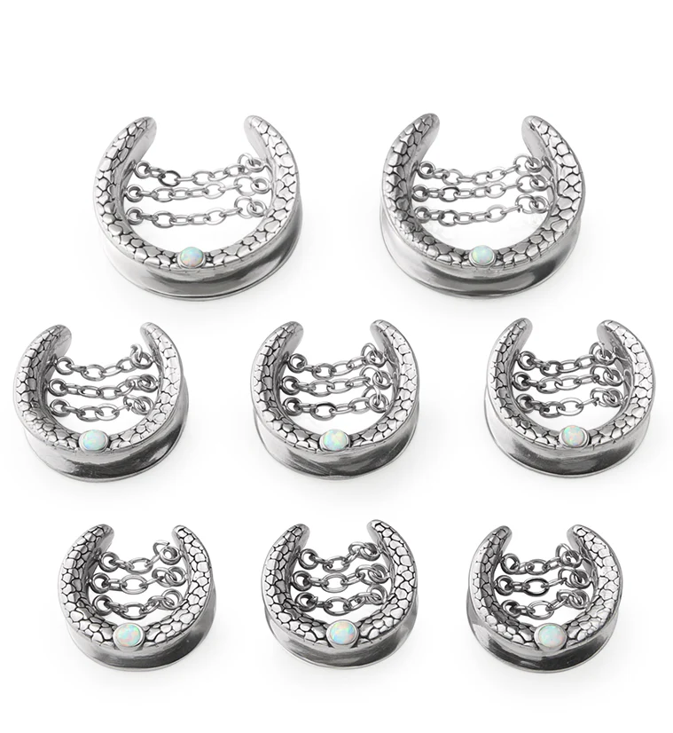 Opalite Osteo Stainless Steel Saddles With Dangle Chain - Image 3
