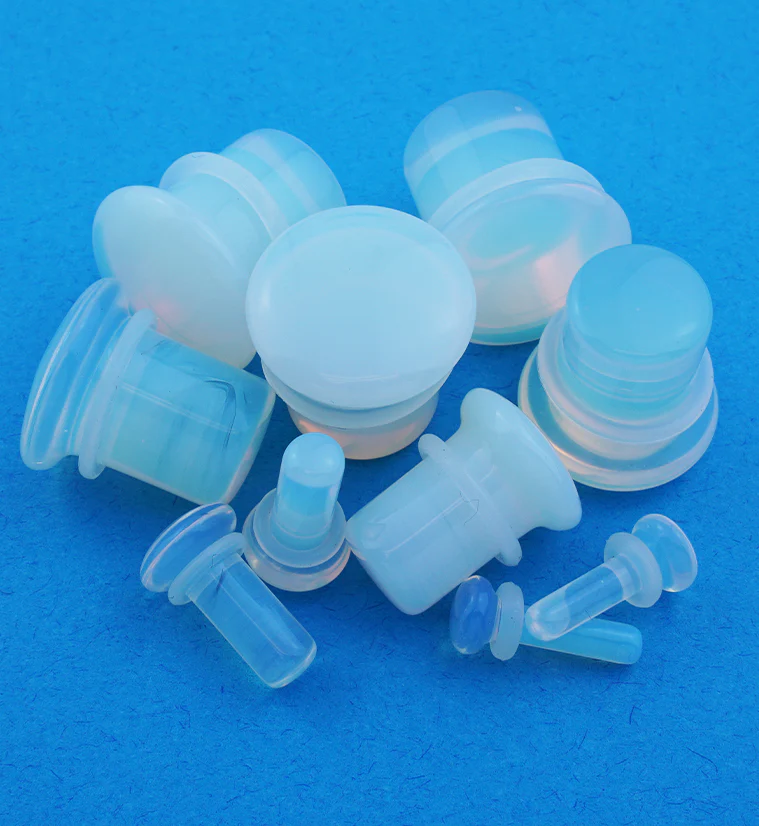 Opalite Single Flare Glass Plugs - Image 2