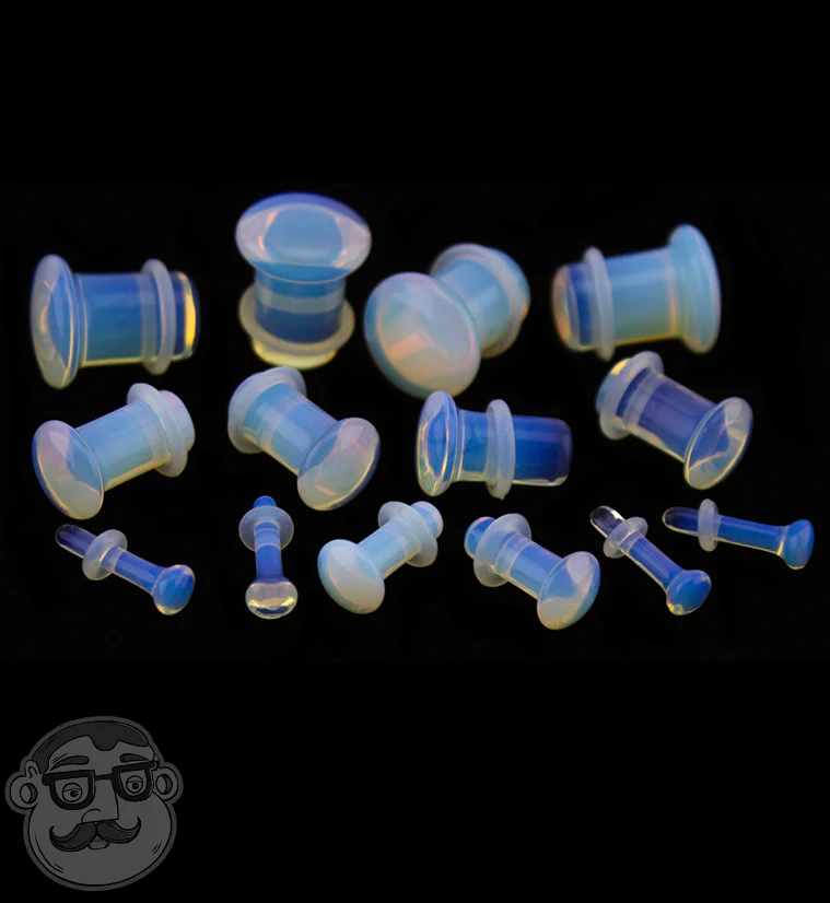 Opalite Single Flare Glass Plugs - Image 3