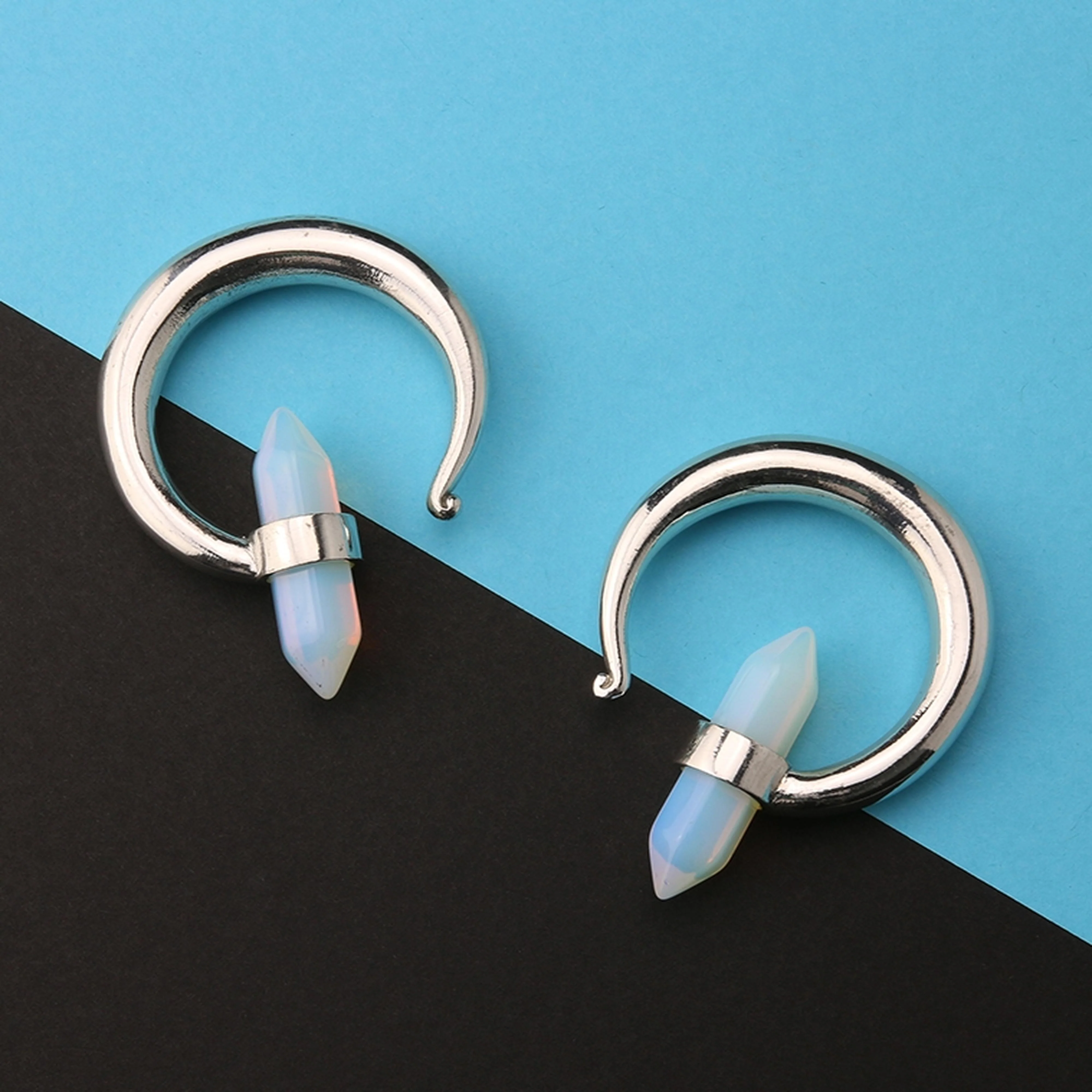 Opalite Solitary Brass Ear Weights - Image 2