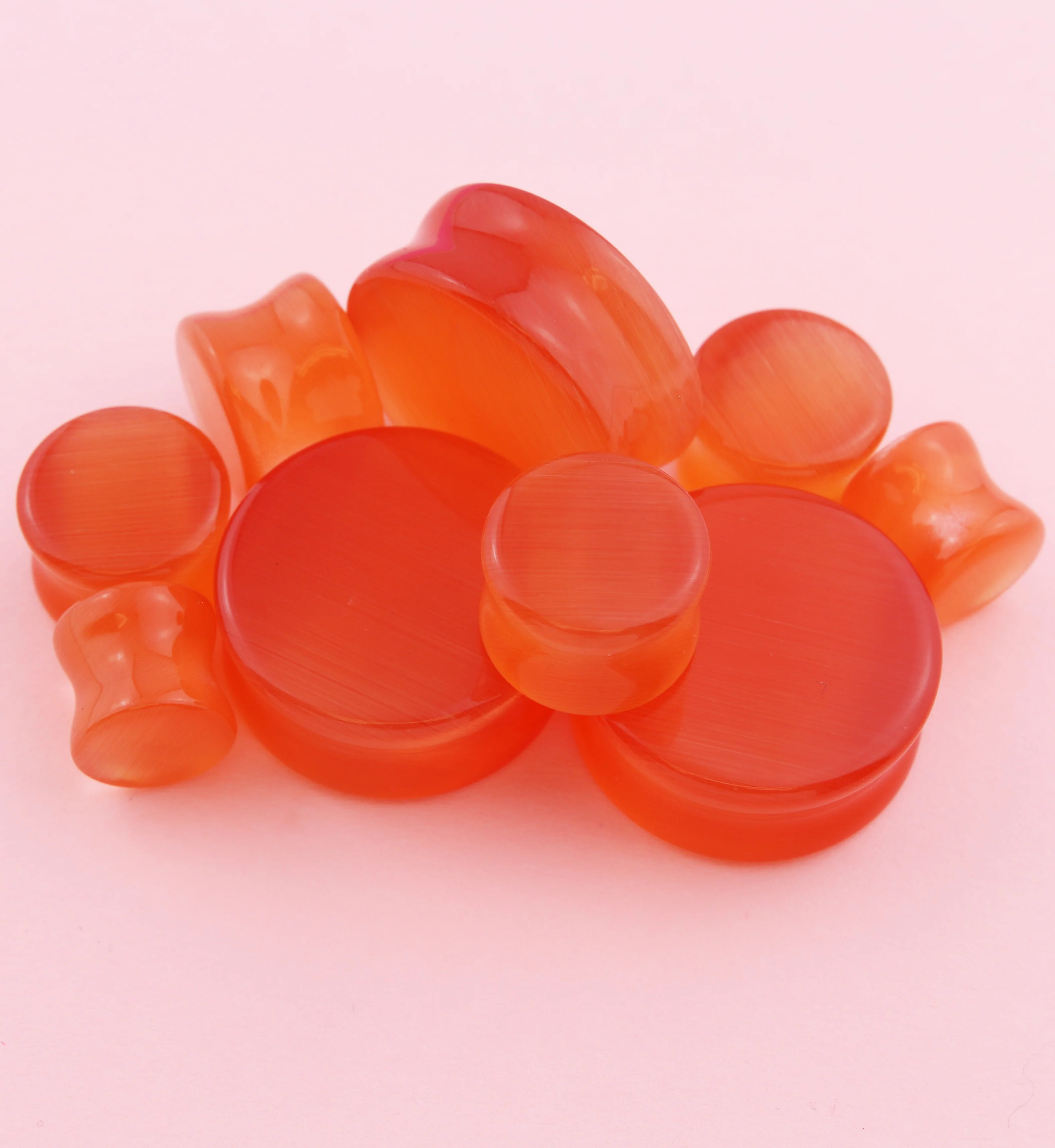 Orange Cat's Eye Glass Plugs - Image 2