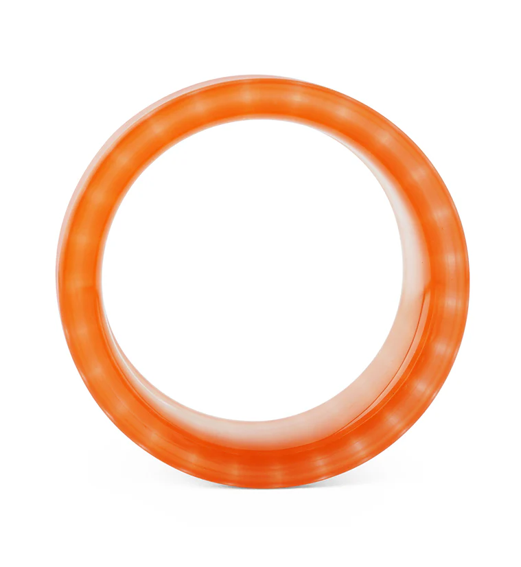 Orange Stripe Glass Single Flare Tunnel Plugs - Image 4