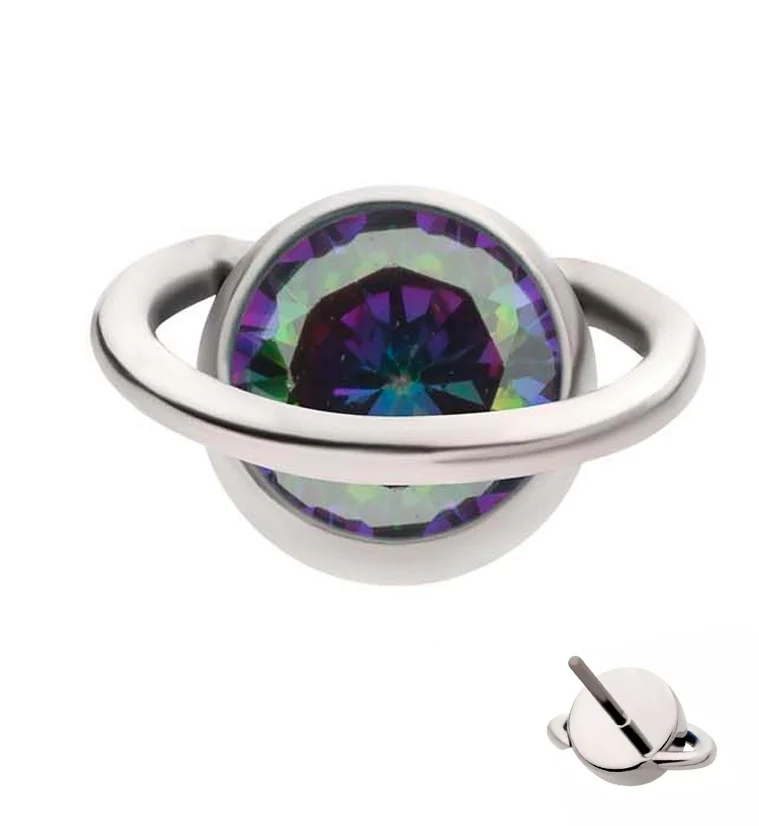 Orbit Black Aurora CZ Titanium Threadless Top