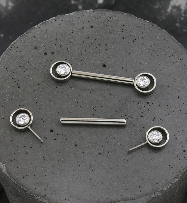 Orbital Clear CZ Titanium Threadless Nipple Barbell - Image 2