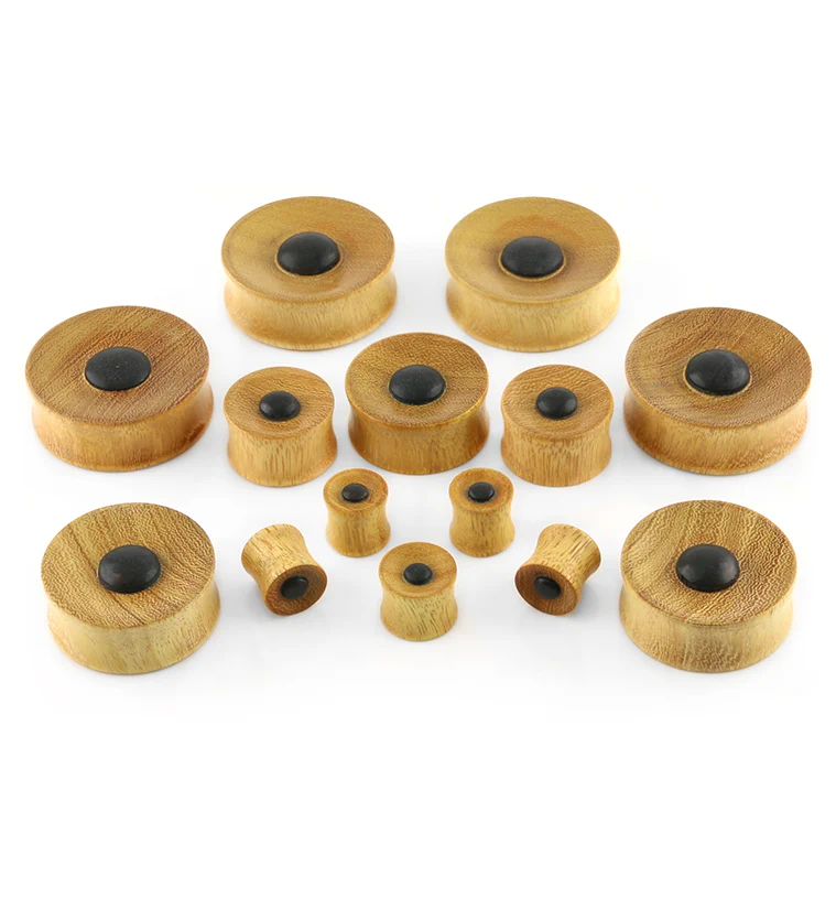 Osage Orange Wood Plugs with Areng Wood Dome Inlay - Image 3