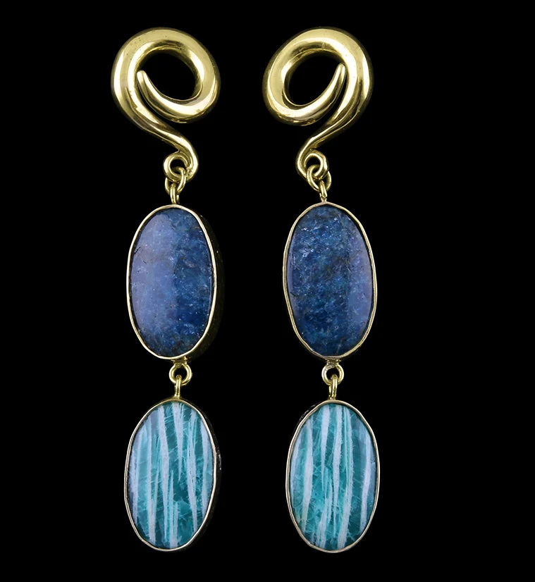 Oval Amazonite X Apatite Stone Ear Weights